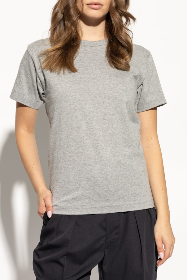 Comme des Garçons white printed top with frilled side detail